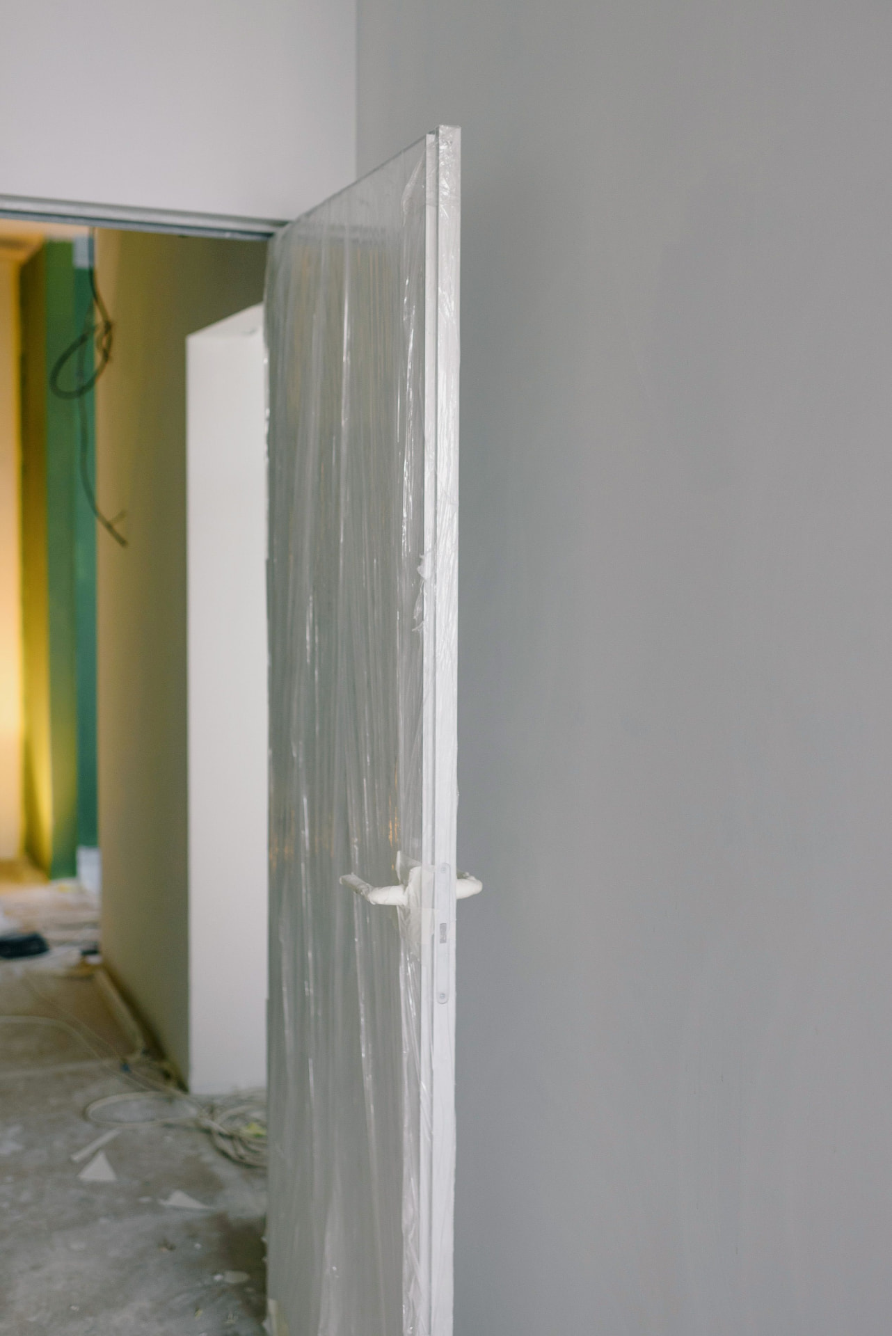 Protected internal door during renovation